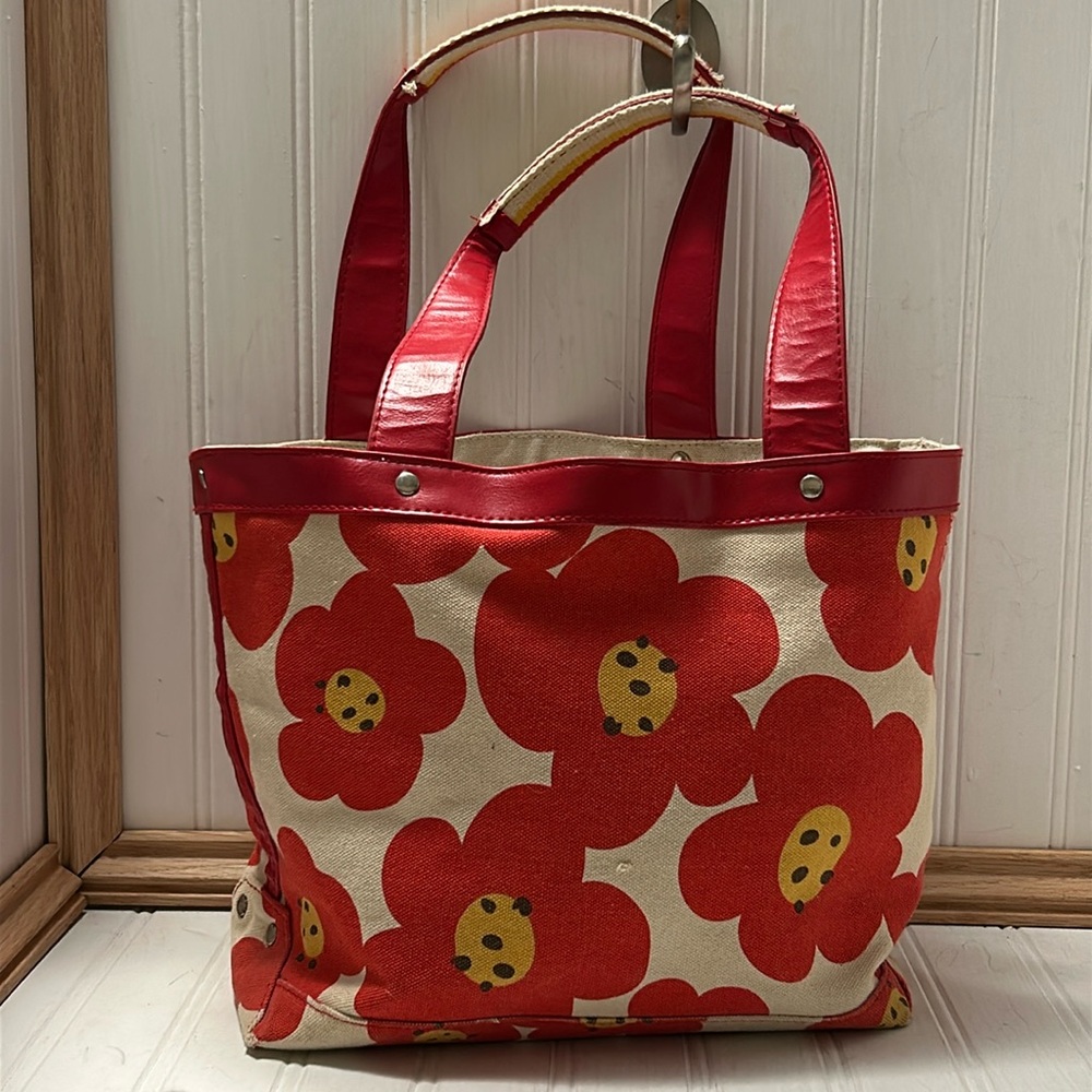 Red Floral Canvas Shoulder Bag/purse